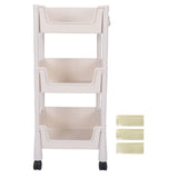 Mobile Utility Cart On Wheels Compact Movable Storage Book Shelves Trolley Rack Cart Organizer 3 Layers