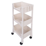 Mobile Utility Cart On Wheels Compact Movable Storage Book Shelves Trolley Rack Cart Organizer 3 Layers