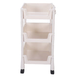 Mobile Utility Cart On Wheels Compact Movable Storage Book Shelves Trolley Rack Cart Organizer 3 Layers