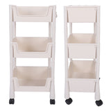 Mobile Utility Cart On Wheels Compact Movable Storage Book Shelves Trolley Rack Cart Organizer 3 Layers