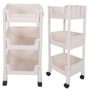 Mobile Utility Cart On Wheels Compact Movable Storage Book Shelves Trolley Rack Cart Organizer 3 Layers