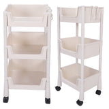 Mobile Utility Cart On Wheels Compact Movable Storage Book Shelves Trolley Rack Cart Organizer 3 Layers