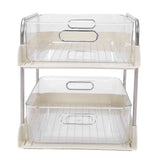 Storage Shelving Unit Organizer Multifunctional Cosmetics Snacks Display Storage Rack for Kitchen Bedroom Living Room 2 Layers