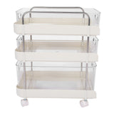 Storage Shelving Unit Organizer Multifunctional Cosmetics Snacks Display Storage Rack for Kitchen Bedroom Living Room 3 Layers with Wheels
