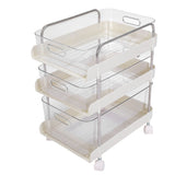 Storage Shelving Unit Organizer Multifunctional Cosmetics Snacks Display Storage Rack for Kitchen Bedroom Living Room 3 Layers with Wheels