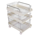 Storage Shelving Unit Organizer Multifunctional Cosmetics Snacks Display Storage Rack for Kitchen Bedroom Living Room 3 Layers with Wheels