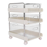Storage Shelving Unit Organizer Multifunctional Cosmetics Snacks Display Storage Rack for Kitchen Bedroom Living Room 3 Layers with Wheels