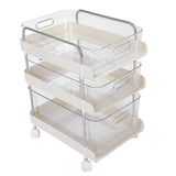 Storage Shelving Unit Organizer Multifunctional Cosmetics Snacks Display Storage Rack for Kitchen Bedroom Living Room 3 Layers with Wheels