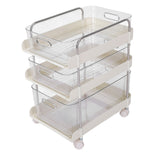 Storage Shelving Unit Organizer Multifunctional Cosmetics Snacks Display Storage Rack for Kitchen Bedroom Living Room 3 Layers with Wheels