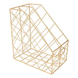 Desk Magazine Holder Simple Geometry Metal Space Saving Desk Magazine File Organizer for Document Folder 2 Compartments Gold