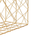 Desk Magazine Holder Simple Geometry Metal Space Saving Desk Magazine File Organizer for Document Folder 2 Compartments Gold