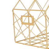 Desk Magazine Holder Simple Geometry Metal Space Saving Desk Magazine File Organizer for Document Folder 2 Compartments Gold