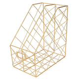 Desk Magazine Holder Simple Geometry Metal Space Saving Desk Magazine File Organizer for Document Folder 2 Compartments Gold