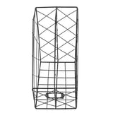 Desk Magazine Holder Simple Geometry Metal Space Saving Desk Magazine File Organizer for Document Folder 2 Compartments Black