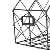 Desk Magazine Holder Simple Geometry Metal Space Saving Desk Magazine File Organizer for Document Folder 2 Compartments Black