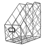 Desk Magazine Holder Simple Geometry Metal Space Saving Desk Magazine File Organizer for Document Folder 2 Compartments Black