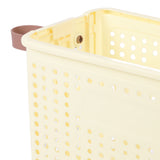 Slim Laundry Basket Foldable Space Saving Sturdy PP Plastic Narrow Clothes Hamper for Bathroom Corner Cream White With wheels