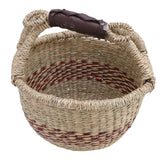 Picnic Basket Seagrass Woven Decorative Rustic Small Storage Basket with Handle for Desk Organizing Outdoor Activities