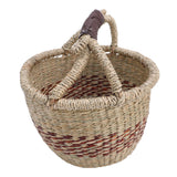 Picnic Basket Seagrass Woven Decorative Rustic Small Storage Basket with Handle for Desk Organizing Outdoor Activities
