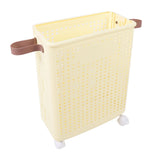 Laundry Hamper Creamy White PP Foldable Laundry Basket with Wheels for Dirty Clothes L