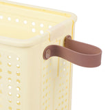 Laundry Hamper Creamy White PP Foldable Laundry Basket with Wheels for Dirty Clothes L