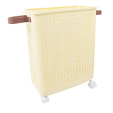 Laundry Hamper Creamy White PP Foldable Laundry Basket with Wheels for Dirty Clothes L