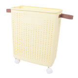 Laundry Hamper Creamy White PP Foldable Laundry Basket with Wheels for Dirty Clothes L