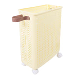 Laundry Hamper Creamy White PP Foldable Laundry Basket with Wheels for Dirty Clothes L