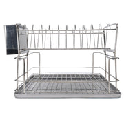 Dish Drying Rack Space Saving 2 Tier Dish Rack for Kitchen Counter Stainless Steel Dish Drainer with Cutlery Holder In Australia - Darrahopens