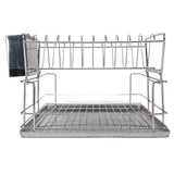 Dish Drying Rack Space Saving 2 Tier Dish Rack for Kitchen Counter Stainless Steel Dish Drainer with Cutlery Holder In Australia - Darrahopens