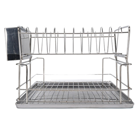 Dish Drying Rack Space Saving 2 Tier Dish Rack for Kitchen Counter Stainless Steel Dish Drainer with Cutlery Holder In Australia - Darrahopens