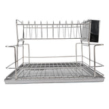 Dish Drying Rack Space Saving 2 Tier Dish Rack for Kitchen Counter Stainless Steel Dish Drainer with Cutlery Holder In Australia - Darrahopens