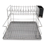 Dish Drying Rack Space Saving 2 Tier Dish Rack for Kitchen Counter Stainless Steel Dish Drainer with Cutlery Holder