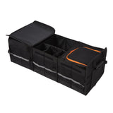 Large Trunk Organizer 105L Multi Compartment Car Organizer with Leakproof Cooler Bag Removable Dividers Foldable Cover for Camping
