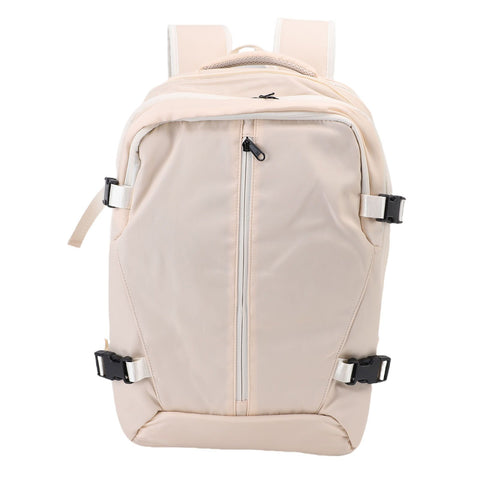 Vacuum Compression Backpack Expandable Water Proof Wet Dry Separation Carry On Backpack with Laptop Compartment Lock for Business Travel Beige