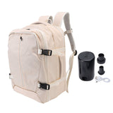Vacuum Compression Backpack Expandable Water Proof Wet Dry Separation Carry On Backpack with Laptop Compartment Lock for Business Travel Beige