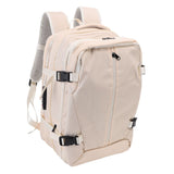 Vacuum Compression Backpack Expandable Water Proof Wet Dry Separation Carry On Backpack with Laptop Compartment Lock for Business Travel Beige