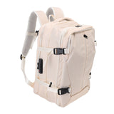 Vacuum Compression Backpack Expandable Water Proof Wet Dry Separation Carry On Backpack with Laptop Compartment Lock for Business Travel Beige