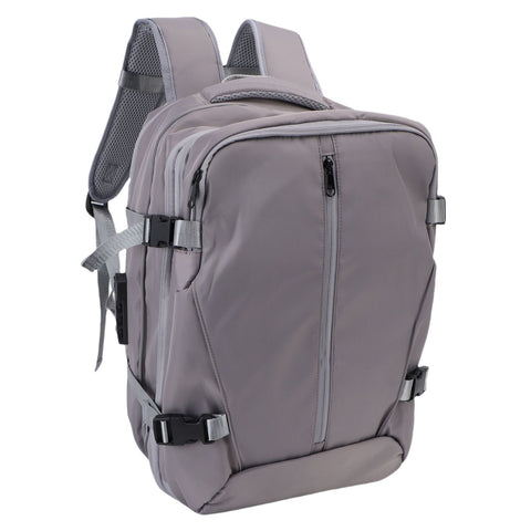Vacuum Compression Backpack Expandable Water Proof Wet Dry Separation Carry On Backpack with Laptop Compartment Lock for Business Travel Grey