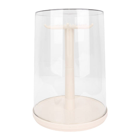 Doll Rotating Clear Display Case Transparent Figures Doll Protective Storage Box for Doll Collection White