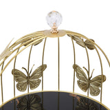 Golden Bird Cage Shape Cosmetic Rack Desktop Makeup Organizer Rack Double Tier Cupcake Cake Stand Multi Purpose for Home Bedroom Party