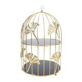 Gold Bird Cage Shape 2 Tier Cupcake Cake Stand Cosmetics Storage Rack Jewelry Display Holder Multi Purpose for Home Bedroom Party Decor