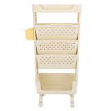 Rolling Book Cart 5 Tier PP Multi Functional Movable Storage Book Rack Utility Organizer Bookshelf with Lockable Casters for Study Office Bedroom Cream White In Australia - Darrahopens