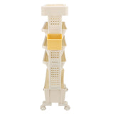 Rolling Book Cart 5 Tier PP Multi Functional Movable Storage Book Rack Utility Organizer Bookshelf with Lockable Casters for Study Office Bedroom Cream White In Australia - Darrahopens