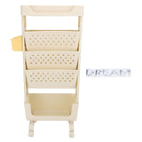 Rolling Book Cart 5 Tier PP Multi Functional Movable Storage Book Rack Utility Organizer Bookshelf with Lockable Casters for Study Office Bedroom Cream White In Australia - Darrahopens
