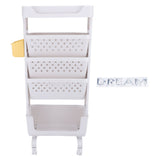 Rolling Book Cart 5 Tier PP Multi Functional Movable Storage Book Rack Utility Organizer Bookshelf with Lockable Casters for Study Office Bedroom White
