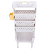 Rolling Book Cart 5 Tier PP Multi Functional Movable Storage Book Rack Utility Organizer Bookshelf with Lockable Casters for Study Office Bedroom White