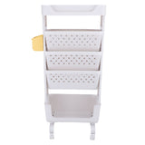 Rolling Book Cart 5 Tier PP Multi Functional Movable Storage Book Rack Utility Organizer Bookshelf with Lockable Casters for Study Office Bedroom White