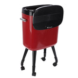 Tall Trash Can with Wheel Legs 15L Large Capacity Narrow Garbage Can for Kitchen Bathroom Living Room Office Red