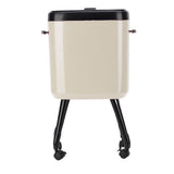 Tall Trash Can with Wheel Legs 15L Large Capacity Narrow Garbage Can for Kitchen Bathroom Living Room Office Cream White